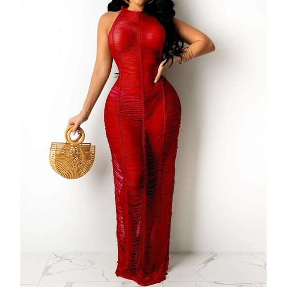 Women Bikini Cover Up Hollow Out Tassel Summer See-through Cover Up Beachwear - Picture 6 of 9